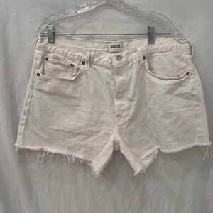 Agolde 'Parker' White Long Denim Shorts Size 33 Parker long